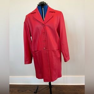 Terry Lewis vintage red genuine leather coat.